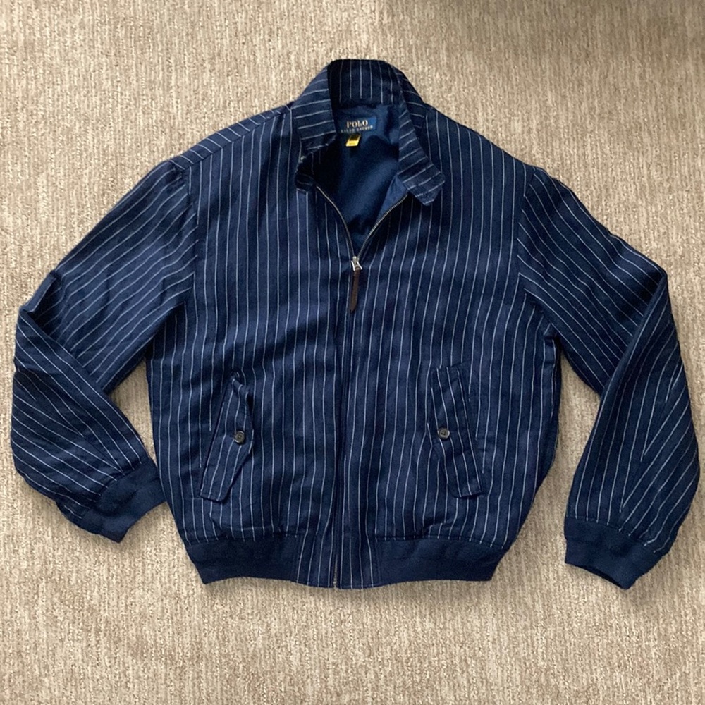 Polo Ralph Lauren navy pinstripe bomber jacket Size L